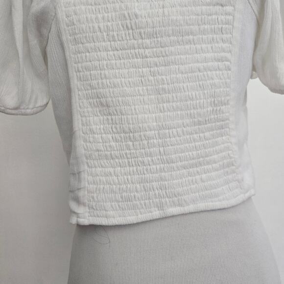 Hollister Babydoll Milkmaid Cropped Top White Smocked Coquette Women Medium - Picture 8 of 12
